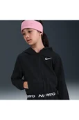 Bluzy dla dziewczynek - Bluza zkapturem izamkiem na całej długości dla małych dzieci Nike Dri-FIT Essentials Pro - Czerń - miniaturka - grafika 1