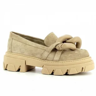 Beżowe mokasyny na platformie CARINII - Carinii - Mokasyny damskie - miniaturka - grafika 1