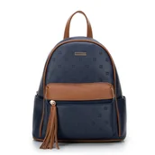 Plecaki - Plecak damski z ekoskóry w tłoczenie granatowy - miniaturka - grafika 1