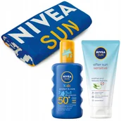 Kosmetyki kąpielowe dla dzieci - NIVEA SUN Krem po opalaniu 175ml +Spray z filtrem dla dzieci 200ml +Ręcznik - miniaturka - grafika 1