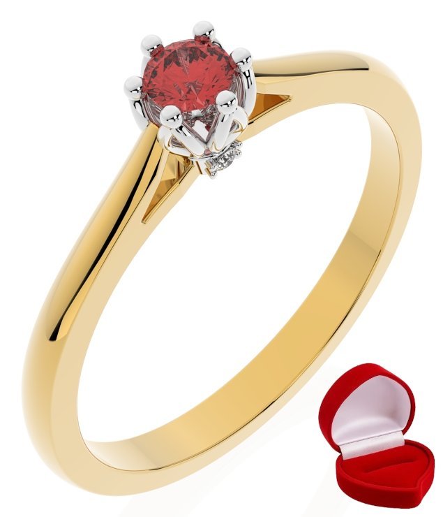 ZŁOTY PIERŚCIONEK ZARĘCZYNOWY 585 14k RUBIN 0,09 ct + PUDEŁKO R15