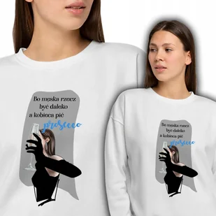 Bluza Biała Dresowa Damska Na Prezent Kobiecą Rzeczą Pić Wzory - S - Bluzy damskie - miniaturka - grafika 1