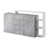 Komody - Komoda z nadstawką BOTA 2D4S 181 biała/beton colorado - miniaturka - grafika 1