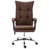 Fotele i krzesła biurowe - shumee Krzesło biurowe z funkcją masażu brązowe obite tkaniną - miniaturka - grafika 1