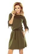 Sukienki - Lena sukienka sportowa z wiązaniami na rękawkach - KHAKI zielony militarny - miniaturka - grafika 1