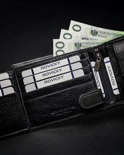 Skórzany portfel z dużą sekcją na karty i ochroną RFID — Rovicky - Portfele - miniaturka - grafika 9