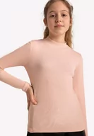 Bluzki dla dziewczynek - Różowy prążkowany półgolf dziewczęcy L-NESSIE JUNIOR - Volcano - miniaturka - grafika 1
