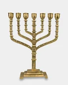 Świeczniki - Świecznik Żydowski Siedmioramienny Menora Mosiężna Symbole Judaizmu - miniaturka - grafika 1