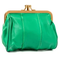 Portfele - Mały portfel damski na bilon portmonetka na bigiel zielony skóra naturalna elegancki prezent - miniaturka - grafika 1