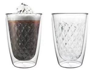 EZYSTYLE Szklanki termiczne Ezy Style "Diamond" 250ml do kawy/harbaty 2 szt. (41668)  - Filiżanki - miniaturka - grafika 1