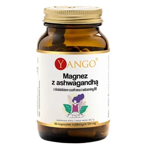 Yango Magnez z Ashwagandhą z dodatkiem szafranu i witaminy B6, 90 kapsułek - Witaminy i minerały Yango Magnez z Ashwagandhą z dodatkiem szafranu i witaminy B6, 90 kapsułek - Witaminy i minerały - miniaturka - grafika 1