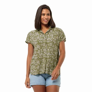 Damska koszula Jack Wolfskin SOMMERWIESE SHIRT W LEAVES bay leaf - S - Koszule damskie - miniaturka - grafika 1