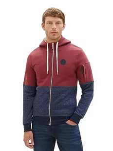 Męska bluza z kapturem w bloki kolorów TOM TAILOR, 32220-palona bordowa czerwień, S - Bluzy męskie - miniaturka - grafika 1