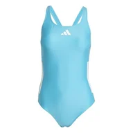 Stroje kąpielowe - adidas Damski strój kąpielowy z 3 paskami C-Back 44, Lucid cyjan/biały, 44 - miniaturka - grafika 1