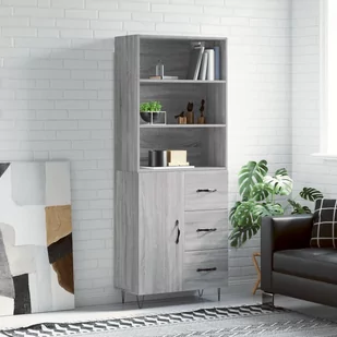 vidaXL Witrynka szary dąb sonoma 69,5x34x180cm materiał drewnopochodny - Witryny - miniaturka - grafika 1