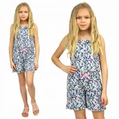 Kombinezony dla dzieci - Kombinezon Letni Kwiatki Spodnium Ramiączka 116 - miniaturka - grafika 1