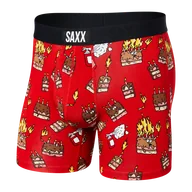 Majtki męskie - Bokserki męskie szybkoschnące SAXX VIBE Boxer Brief płonące torty - czerwone - miniaturka - grafika 1