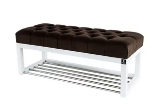 Ławka na buty 50cm EMRAWOOD drewno lite kolor biały siedzisko pikowane kolor brązowy - Ławki do przedpokoju Ławka na buty 50cm EMRAWOOD drewno lite kolor biały siedzisko pikowane kolor brązowy - Ławki do przedpokoju - miniaturka - grafika 1