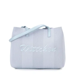 Torebka shopperka z elementami ekoskóry niebieska - Torebki damskie - miniaturka - grafika 1