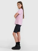 Spodnie i spodenki dla dziewczynek - 4F Legginsy kolarki trekkingowe szybkoschnące dziewczęce - czarne 122/128 (6-8 lat) - miniaturka - grafika 1