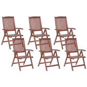 Fotele i krzesła ogrodowe - Beliani Zestaw 6 krzeseł ogrodowych drewnianych TOSCANA - miniaturka - grafika 1