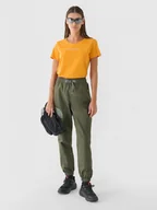 Spodnie sportowe damskie - Damskie spodnie casual 4F 4FRAW24TTROF1354 - khaki - miniaturka - grafika 1