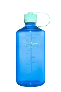 Nalgene Butelka na wodę – lekka butelka Sustain Tritan, nie zawiera BPA, nietłukąca się butelka na podróż z plecakiem, wędrówki, do studia fitness, 907 ml, wąskie usta, chabrowy, 32 oz - Plecaki - miniaturka - grafika 1