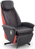 Fotele - Fotel rozkładany Camaro ekoskóra czarny czerwony - miniaturka - grafika 1