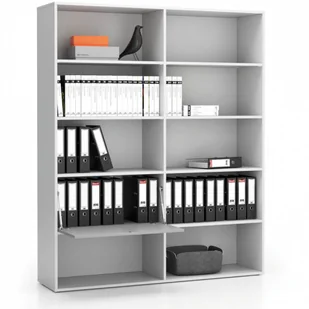 B2B Partner Regał biurowy szeroki LAYERS, 1 schowek, 1582 x 400 x 1905, biały/szary 611491 - Regały biurowe - miniaturka - grafika 2