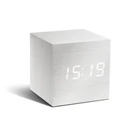 Zegary - Biały budzik z białym wyświetlaczem LED Gingko Cube Click Clock - miniaturka - grafika 1