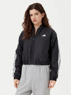 adidas Kurtka bomber Essentials 3-Stripes JD1296 Czarny Loose Fit - Kurtki damskie - miniaturka - grafika 1