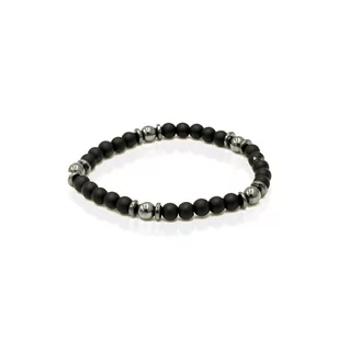 Bransoletka koraliki w kolorze czarnym EM 21 - EM Men's Accessories - Bransolety męskie - miniaturka - grafika 1