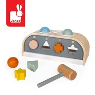 Zabawki interaktywne dla dzieci - Janod Drewniana Przebijanka i Sorter Kształtów 3 w 1 Sweet Cocoon, - miniaturka - grafika 1
