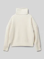 Swetry dla dziewczynek - Golf o kroju oversized z miękkiego, prążkowanego materiału - miniaturka - grafika 1