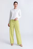 Spodnie damskie - Eleganckie spodnie w kolorze limonki - Greenpoint - miniaturka - grafika 1