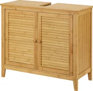 Szafki łazienkowe - Bambusowa szafka pod umywalkę Värmdö 60 x 67 x 30 cm Szafka łazienkowa z 2 drzwiami Umywalka na 4 nóżkach Szafka pod umywalkę - miniaturka - grafika 1