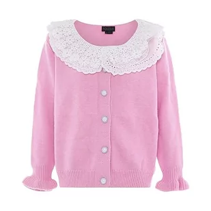 Naemi Damski słodki kardigan z koronkowym kołnierzem dla lalek akryl lawendowy rozmiar XL/XXL, lawendowy, XL - Swetry damskie - miniaturka - grafika 1