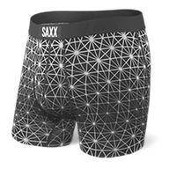 Majtki męskie - Bokserki męskie wygodne SAXX ULTRA Boxer Brief Fly geometryczne połączenia - czarne - miniaturka - grafika 1