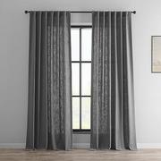 Zasłony - HPD Half Price Drapes FHLCH-VET13194-96 ciężka sztuczna lniana zasłona (1 panel), 50 x 96, cynowa szara - miniaturka - grafika 1