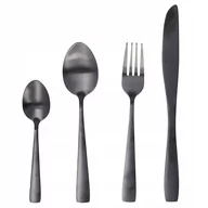 Zestawy sztućców - Zestaw sztućców komplet czarne matowe stalowe - miniaturka - grafika 1
