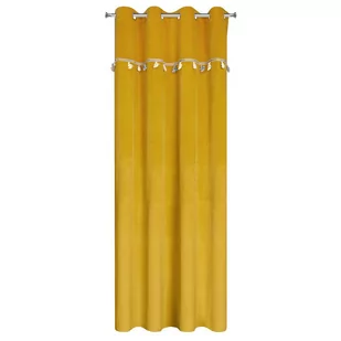 Zasłona gotowa na przelotkach KIDS 140x250 Eurofirany musztardowa z ozdobnymi słonikami - Zasłony - miniaturka - grafika 1