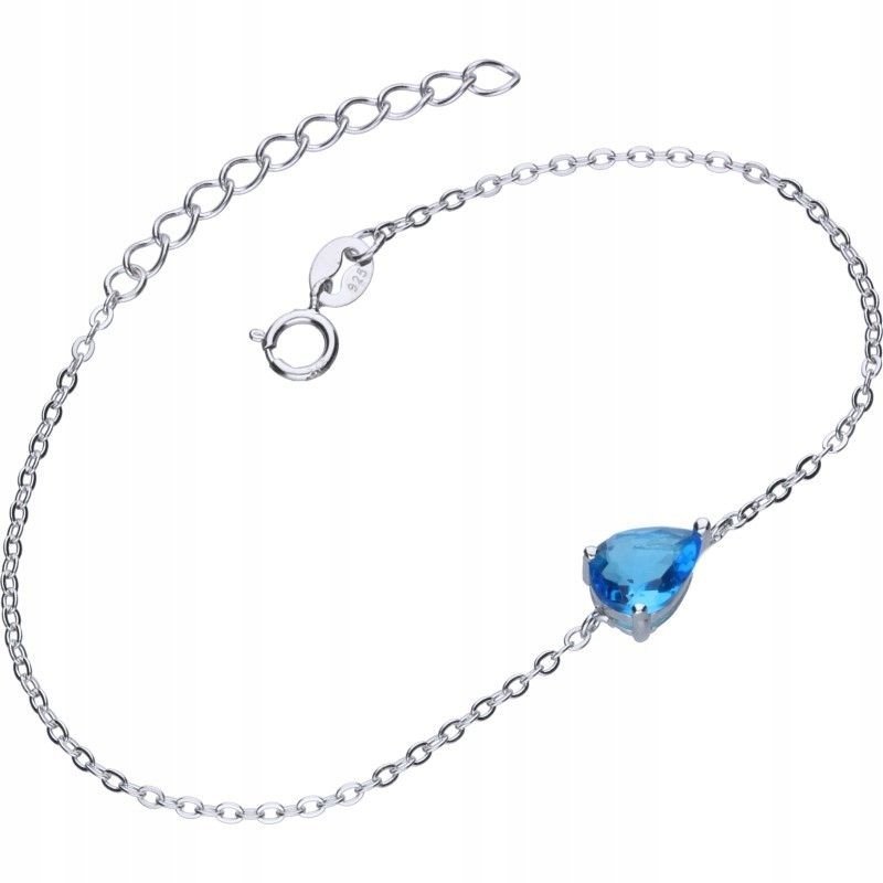 Bransoleta 925 próby srebra z cyrkonią aquamarine waga 1.18g na prezent