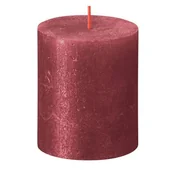 Świece - Bolsius Rustic Shimmer świeca bryłowa pieńkowa rustykalna metalizowana bezzapachowa 8 cm 80/68 mm - Czerwień Red - miniaturka - grafika 1