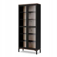 Witryny - Witryna stojąca czarna w drzwiach szyba 203 x 89 x 36 cm - miniaturka - grafika 1