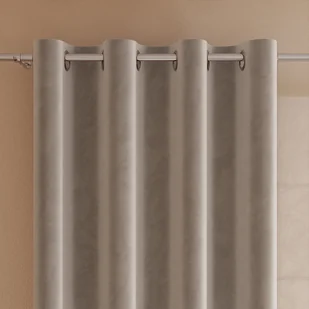 VELVI Zasłona gotowa na przelotkach, szerokość 140 x wysokość 240cm, kolor szaro-beżowy - Zasłony - miniaturka - grafika 1