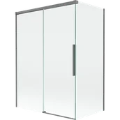 Parawany nawannowe - Mexen Rox parawan nawannowy 2-skrzydłowy rozsuwany 120 + 70 x 150 cm, transparent, gun metal - 8C9-120-070-95-00 - miniaturka - grafika 1