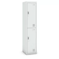 Szafki biurowe - Szafka ubraniowa ze schowkami, dwudrzwiowa, zamek cylindryczny, 1800 x 380 x 450 mm, szara/szara - miniaturka - grafika 1