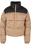 Kurtki damskie - Urban Classics Damska kurtka damska AOP Retro Puffer Jacket, Unijny beżowy adamaszek, 5XL - miniaturka - grafika 1