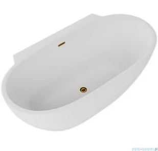 ScandiBath Mandal wanna wolnostojąca/przyścienna z korkiem i przelewem ZŁOTYM  150x77cm  Q360S-1501OEMGL - Wanny z hydromasażem - miniaturka - grafika 1