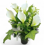 Sztuczne kwiaty - Bukiet Wkład Do Wazonu Flakonu Na Grób Cmentarz Stroik Kwiaty - miniaturka - grafika 1